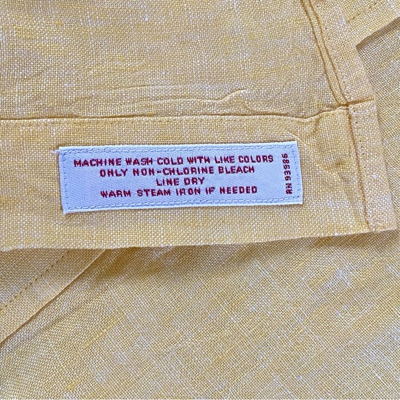 BROOKS BROTHERS 346 MEN’S 100% LINEN SHIRT YELLOW SIZE LARGE - Picture 15 of 15